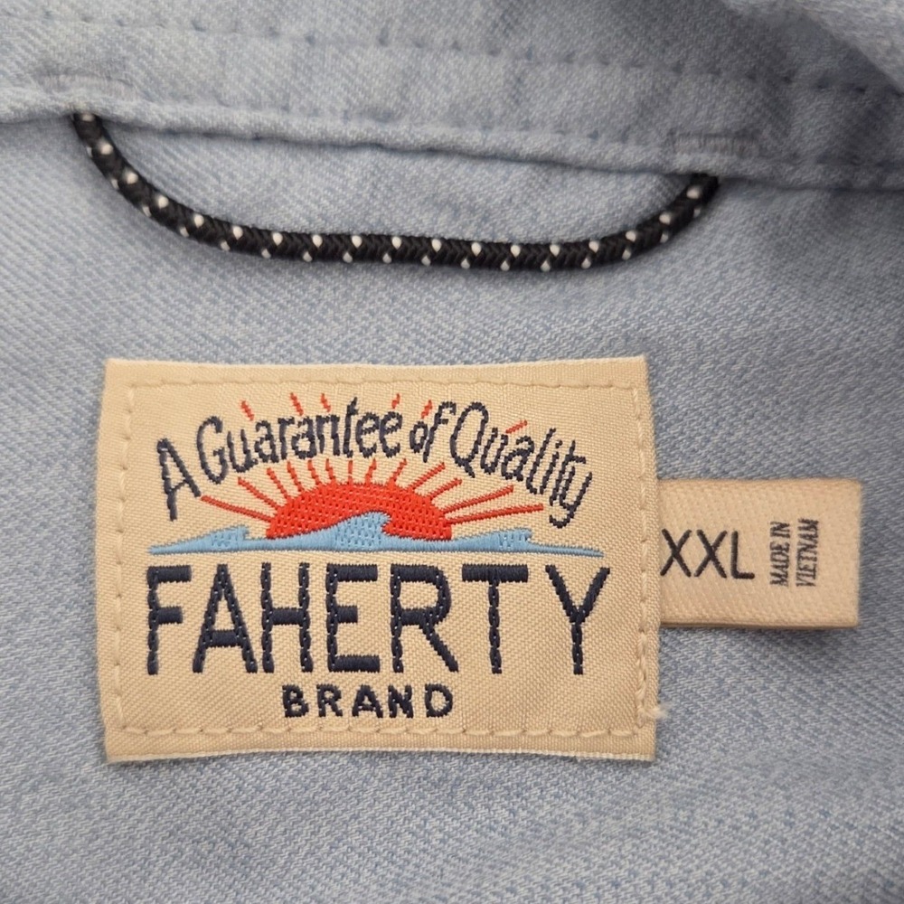 Faherty Brand Movement Shirt Mens XXL Blue Supima Cotton Stretch Button‎ Down - Picture 4 of 6